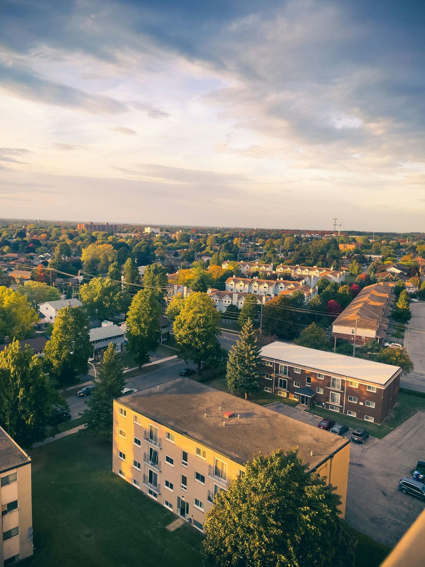 Kitchener seen from above at sunset